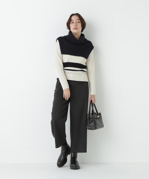 human woman(ヒューマンウーマン)の「◆ミニケーブル釦プルオーバー(ニット/セーター・レディース・ホワイト系その他3/ネイビー・MEDIUM)」の7枚目の写真