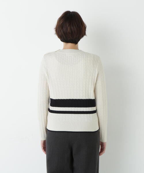 human woman(ヒューマンウーマン)の「◆ミニケーブル釦プルオーバー(ニット/セーター・レディース・ホワイト系その他3/ネイビー・MEDIUM)」の9枚目の写真
