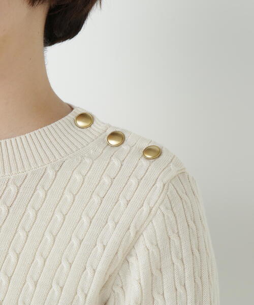 human woman(ヒューマンウーマン)の「◆ミニケーブル釦プルオーバー(ニット/セーター・レディース・ホワイト系その他3/ネイビー・MEDIUM)」の11枚目の写真
