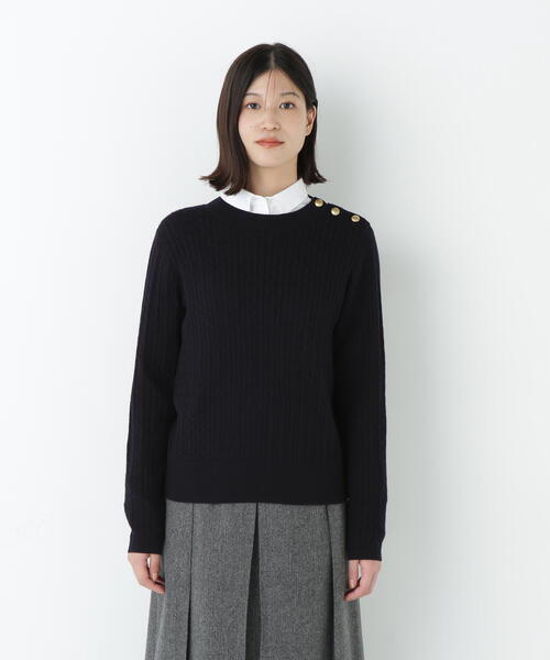 human woman(ヒューマンウーマン)の「◆ミニケーブル釦プルオーバー(ニット/セーター・レディース・ホワイト系その他3/ネイビー・MEDIUM)」の18枚目の写真