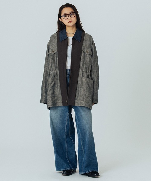 ROSE BUD(ローズバッド)の「HERRINGBONE HUNTING JACKET(その他アウター・レディース・ブラウン/ベージュ・ONE SIZE)」の9枚目の写真