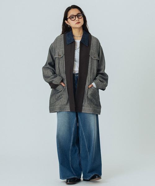 ROSE BUD(ローズバッド)の「HERRINGBONE HUNTING JACKET(その他アウター・レディース・ブラウン/ベージュ・ONE SIZE)」の8枚目の写真