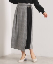 【手洗い可】チェック切替ガウチョパンツ