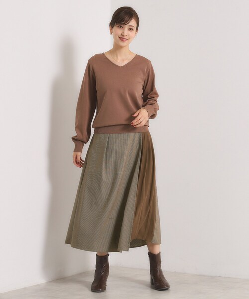 セール】【手洗い可】チェック切替ガウチョパンツ（その他パンツ