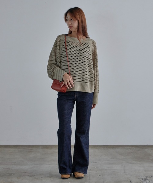 c/est(シーエ)の「c/est/シーエ PHOEBE ラメ糸 V開き ドルマンスリーブ メッシュニット 秋物 秋服 2026年秋冬 冬服(ニット/セーター・レディース・ブラック/ベージュ/ブラウン・FREE)」の22枚目の写真