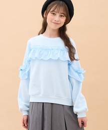 Amourire girl（アムリールガール）の「ぽわん袖シフォンフリルプルオーバー（スウェット）」