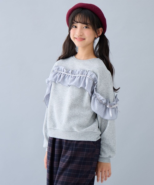 セール】ぽわん袖シフォンフリルプルオーバー（スウェット）｜Amourire