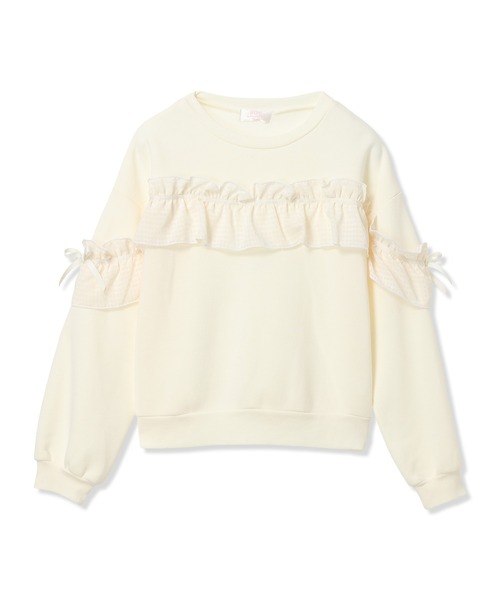 Amourire girl（アムリールガール）の「ぽわん袖シフォンフリルプルオーバー（スウェット・キッズ・オフホワイト/グレー/サックスブルー・160cm/150cm/140cm/130cm）」の20枚目の写真