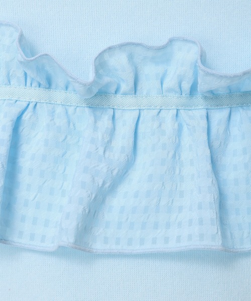 Amourire girl（アムリールガール）の「ぽわん袖シフォンフリルプルオーバー（スウェット・キッズ・オフホワイト/グレー/サックスブルー・160cm/150cm/140cm/130cm）」の5枚目の写真