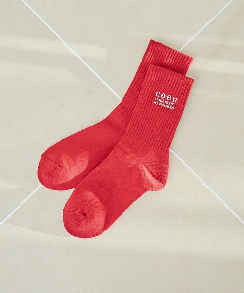 coen（コーエン）の「COENロゴ刺繍リブソックス（ソックス/靴下・レディース・オフホワイト/レッド/イエロー/コバルトブルー・FREE）」の4枚目の写真