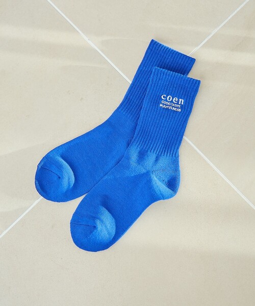 coen（コーエン）の「COENロゴ刺繍リブソックス（ソックス/靴下・レディース・オフホワイト/レッド/イエロー/コバルトブルー・FREE）」の2枚目の写真