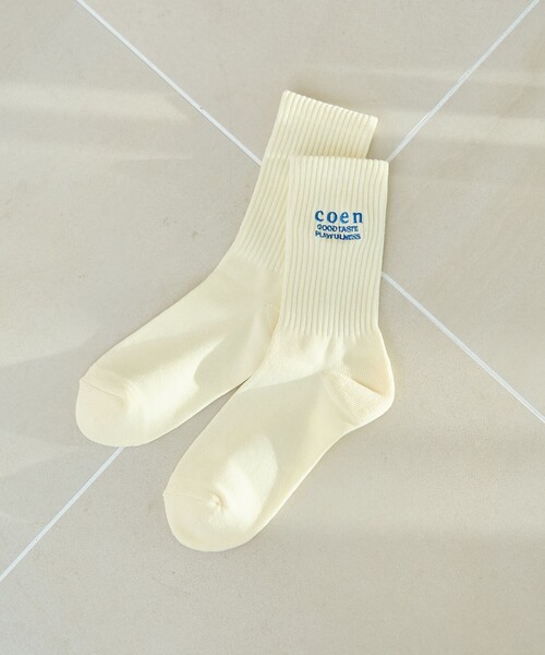coen（コーエン）の「COENロゴ刺繍リブソックス（ソックス/靴下・レディース・オフホワイト/レッド/イエロー/コバルトブルー・FREE）」の3枚目の写真