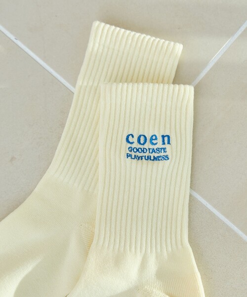 coen（コーエン）の「COENロゴ刺繍リブソックス（ソックス/靴下・レディース・オフホワイト/レッド/イエロー/コバルトブルー・FREE）」の7枚目の写真