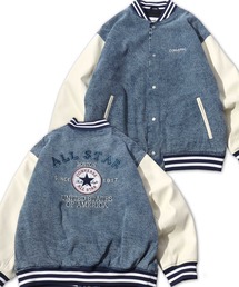 CONVERSE(コンバース)の2025AW CONVERSE /コンバース  メルトンウール/デニム  袖フェイクレザー 切替 スタジャン レディース メンズ スタジアムジャンパー(スタジャン)