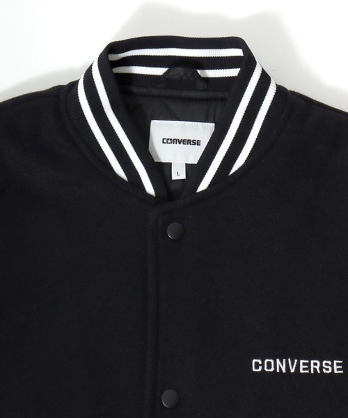 CONVERSE(コンバース)の「CONVERSE /コンバース メルトンウール/デニム 袖フェイクレザー 切替 スタジャン レディース メンズ スタジアムジャンパー(スタジャン・メンズ・ブラウン/グリーン/ブラック系その他/ブルー/ブラック・M/L/LL)」の16枚目の写真