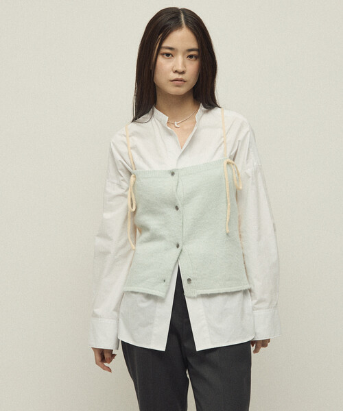 Firsthand(ファーストハンド)の「Firsthand/ファーストハンド アルパカ混 バイカラー ニットビスチェ(チューブトップ・レディース・オフホワイト/グレー/ピンク・FREE)」の4枚目の写真