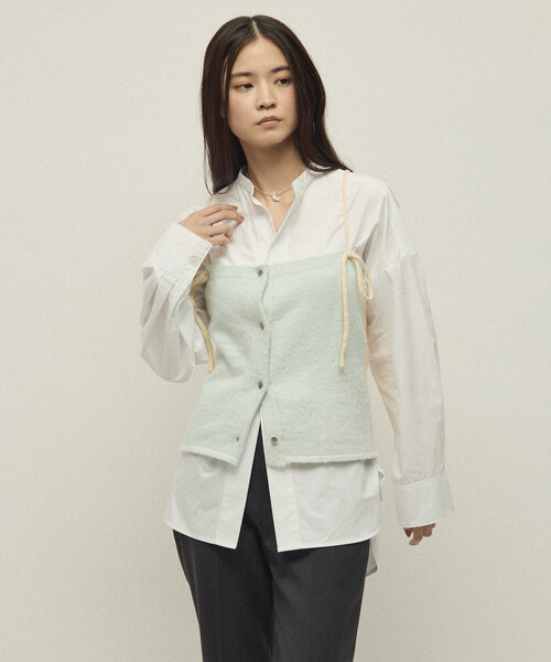 Firsthand(ファーストハンド)の「Firsthand/ファーストハンド アルパカ混 バイカラー ニットビスチェ(チューブトップ・レディース・オフホワイト/グレー/ピンク・FREE)」の5枚目の写真