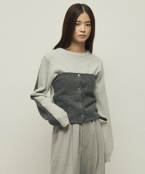 Firsthand(ファーストハンド)の「Firsthand/ファーストハンド アルパカ混 バイカラー ニットビスチェ(チューブトップ・レディース・オフホワイト/グレー/ピンク・FREE)」の15枚目の写真