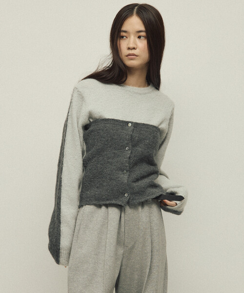 Firsthand(ファーストハンド)の「Firsthand/ファーストハンド アルパカ混 バイカラー ニットビスチェ(チューブトップ・レディース・オフホワイト/グレー/ピンク・FREE)」の16枚目の写真