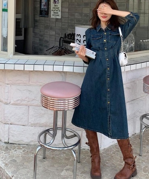 アトリエgg ビンテージ風　デニムワンピース アトリエgg ビンテージ風 デニムワンピース アトリエgg デニム