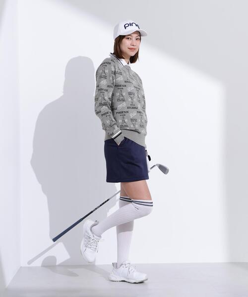 セール】【PING APPAREL】ジャガード総柄クルーネックニットプル