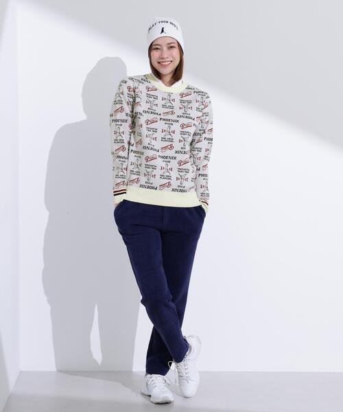 セール】【PING APPAREL】ジャガード総柄クルーネックニットプル