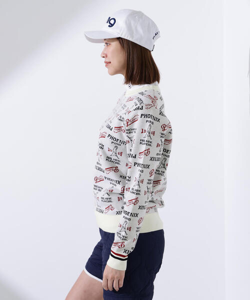 セール】【PING APPAREL】ジャガード総柄クルーネックニットプル