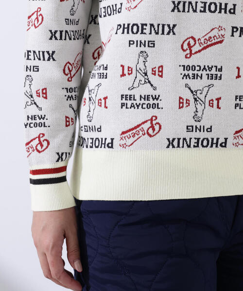 セール】【PING APPAREL】ジャガード総柄クルーネックニットプル
