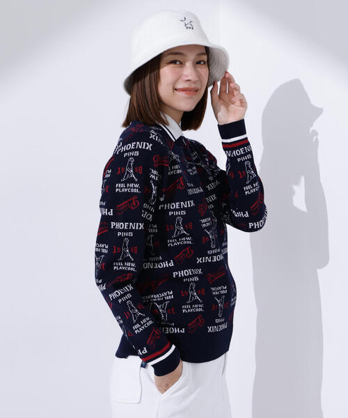 PING ロゴパイル ジャガード クルーネック ニット LL 新品未使用タグ付 セール】【PING APPAREL】ジャガード総柄クルーネックニットプル