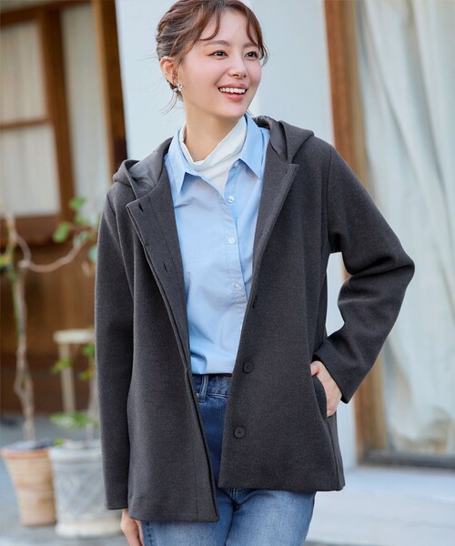 フーデットショートコート（その他アウター）｜Tiaclasse（ティア