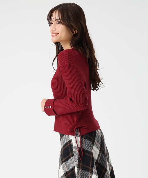 MISCH MASCH(ミッシュマッシュ)の「サイドレースアップミドルリブニット(ニット/セーター・レディース・グレー/レッド/ホワイト/ラベンダー・フリ-)」の9枚目の写真