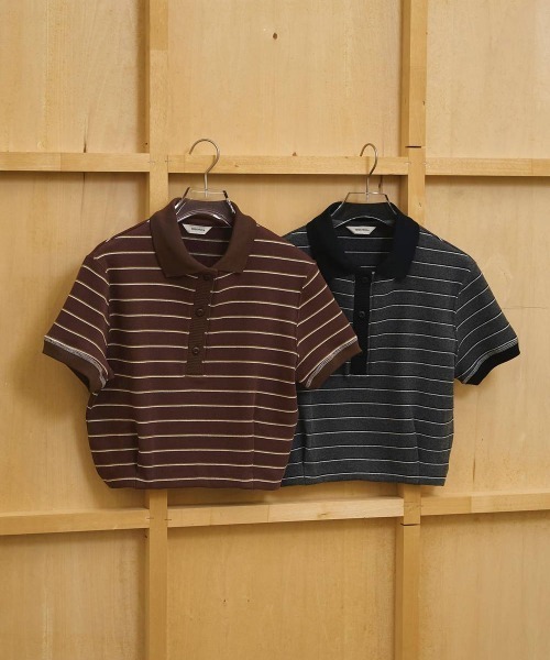 TODAYFUL(トゥデイフル)の「TODAYFUL Border Polo Tops ボーダーポロトップス/12610606(ポロシャツ・レディース・チャコールグレー/チョコ・ONE SIZE)」の9枚目の写真