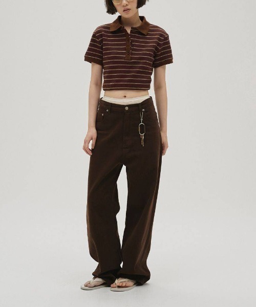 TODAYFUL(トゥデイフル)の「TODAYFUL Border Polo Tops ボーダーポロトップス/12610606(ポロシャツ・レディース・チャコールグレー/チョコ・ONE SIZE)」の8枚目の写真