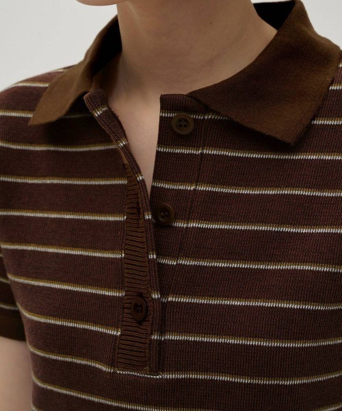 TODAYFUL(トゥデイフル)の「TODAYFUL Border Polo Tops ボーダーポロトップス/12610606(ポロシャツ・レディース・チャコールグレー/チョコ・ONE SIZE)」の7枚目の写真