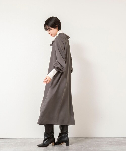 NOLLEY’S（ノーリーズ）の「ウォッシャブル2WAYリボンギャザーワンピース（ワンピース・レディース・グレー/ネイビー・38）」の10枚目の写真