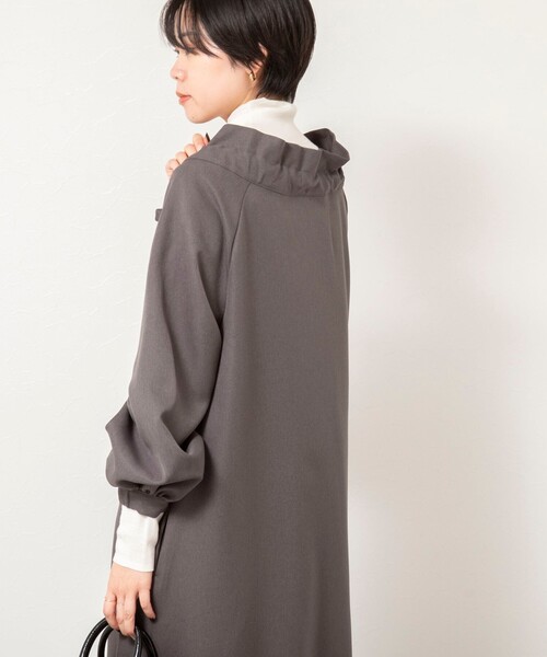 NOLLEY’S（ノーリーズ）の「ウォッシャブル2WAYリボンギャザーワンピース（ワンピース・レディース・グレー/ネイビー・38）」の11枚目の写真