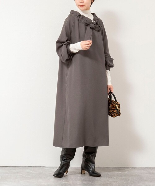 NOLLEY’S（ノーリーズ）の「ウォッシャブル2WAYリボンギャザーワンピース（ワンピース・レディース・グレー/ネイビー・38）」の16枚目の写真