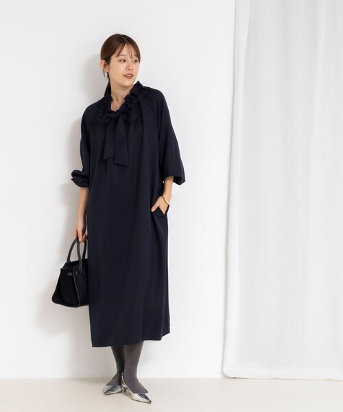 NOLLEY’S（ノーリーズ）の「ウォッシャブル2WAYリボンギャザーワンピース（ワンピース・レディース・グレー/ネイビー・38）」の22枚目の写真