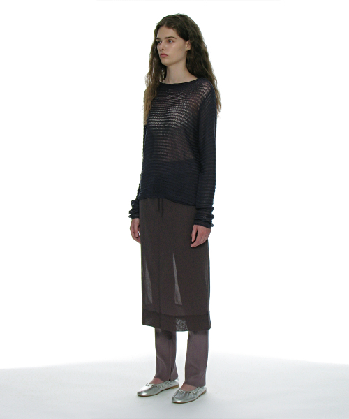 PARTIMENTO WOMEN(パルティメントウィメン)の「シアーミディスカート_チャコール(スカート・レディース・その他・SMALL/MEDIUM)」の3枚目の写真