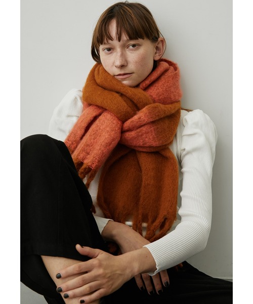 セール】バイカラーボリュームフリンジマフラー（マフラー）｜uyu