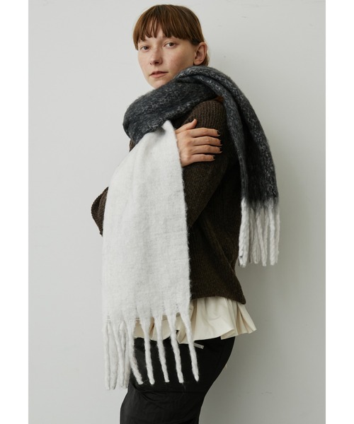 MYLAN✿.*・ページ セール】バイカラーボリュームフリンジマフラー（マフラー）｜uyu