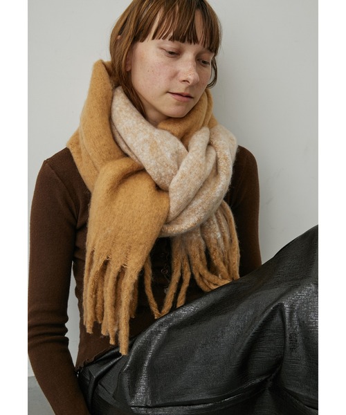 セール】バイカラーボリュームフリンジマフラー（マフラー）｜uyu