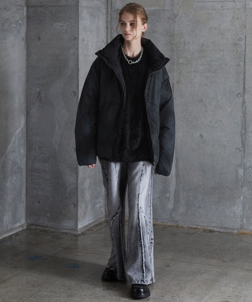 SERACE】Loose volume seamless high neck padded jacket / ルーズ