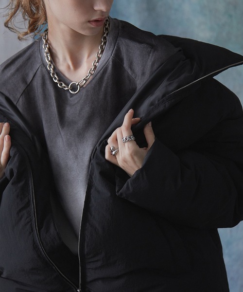 ボリュームルーズダウンジャケット SERACE】Loose volume seamless high neck padded jacket / ルーズ