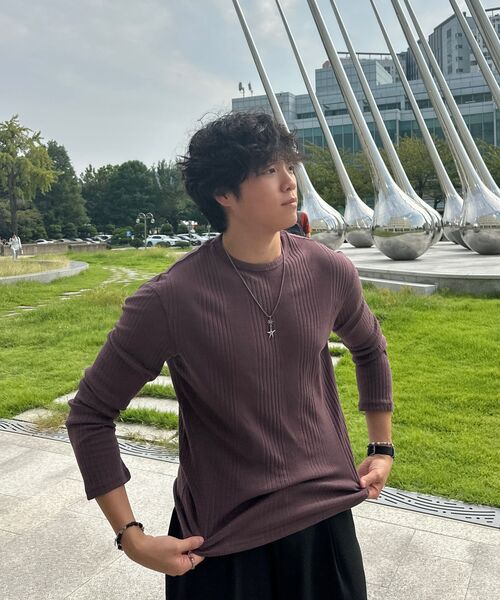 DNSR(ディーエヌエスアール)の「リブドロングスリーブバーガンディ(Tシャツ/カットソー・メンズ・その他・MEDIUM/LARGE/X-LARGE)」の4枚目の写真