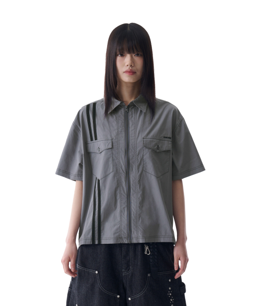 AAKAM（アーカム）の「2-Lined Zip-Up Half Shirts (Gray)（シャツ/ブラウス・レディース・その他・1/2）」の4枚目の写真