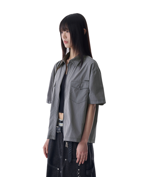 AAKAM（アーカム）の「2-Lined Zip-Up Half Shirts (Gray)（シャツ/ブラウス・レディース・その他・1/2）」の5枚目の写真
