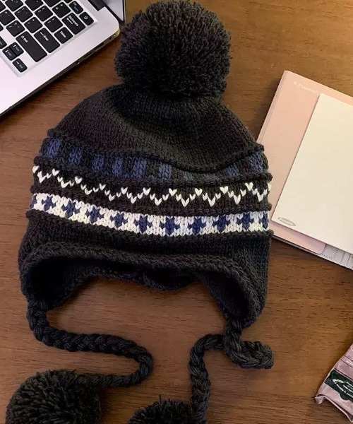 UP START（アップスタート）の「【LAMPOON】ノルディックポンポンビーニー（ニットキャップ/ビーニー・レディース・ホワイト/ブラウン/ブラック・FREE）」の8枚目の写真