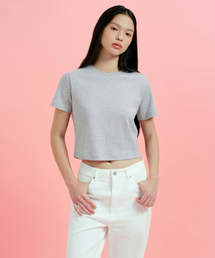 MUSINSA STANDARD WOMAN（ムシンサスタンダードウーマン）の「Women's Crew Neck Crop Short Sleeve T-Shirt [Medium Grey]（Tシャツ/カットソー）」