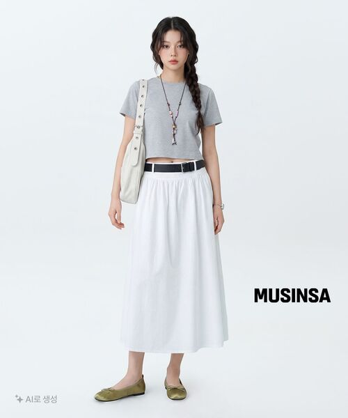 MUSINSA STANDARD WOMAN（ムシンサスタンダードウーマン）の「ウィメンズクルーネッククロップTシャツ[ミディアムグレー]（Tシャツ/カットソー・レディース・その他・SMALL/MEDIUM/LARGE/X-SMALL）」の7枚目の写真